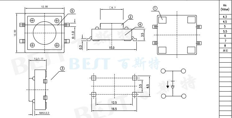 輕觸開關TS-1103W