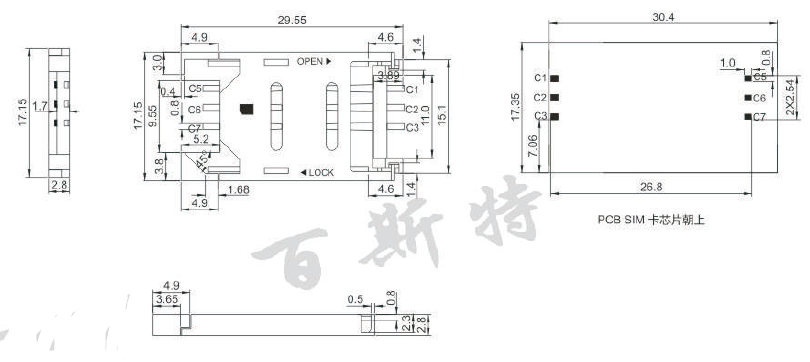 TF卡座YK814C規格圖紙