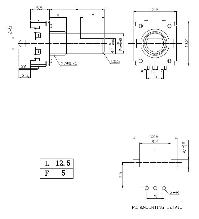 EC12編碼器EC12E規格圖紙